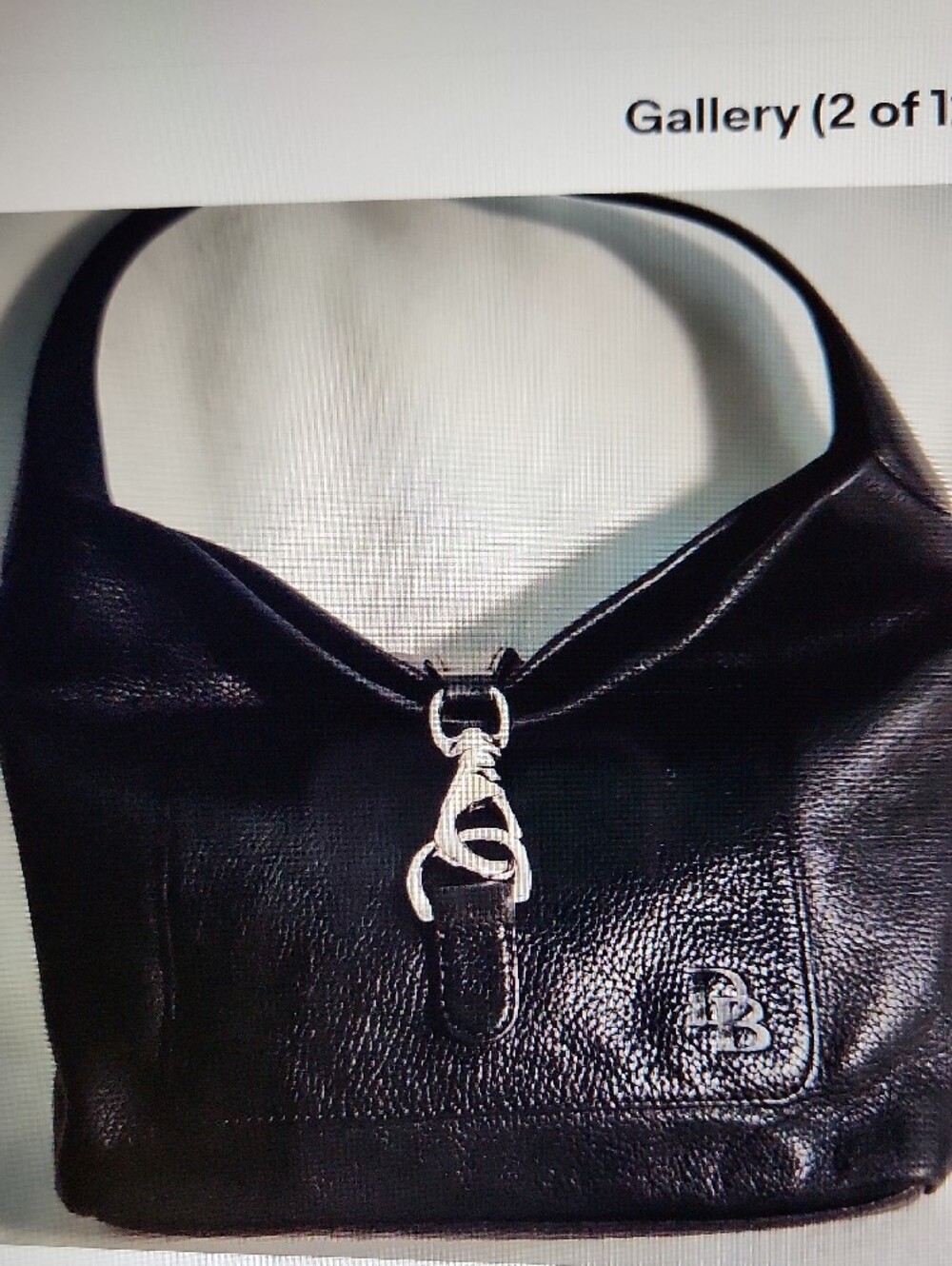 Dooney & Burke Black Analisa Loc Sac Leather Shoulder Bag with Silver Hardware - Picture 2 of 12